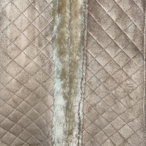 Faux Fur Vest Jaclyn Smith Plus Size XL Quilted Vest Zipped Brown Plush - Picture 5 of 9